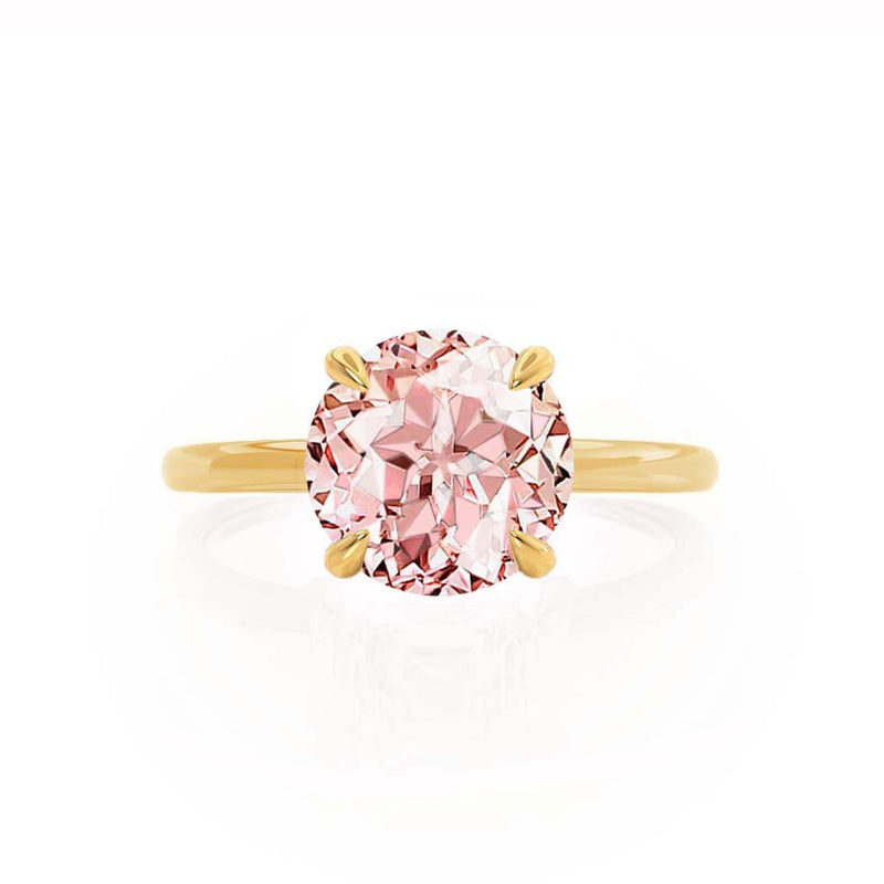 PARIS - Chatham® Round Champagne Sapphire & Diamond 18k Yellow Gold Petite Hidden Halo
