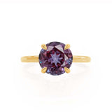 PARIS - Chatham® Round Alexandrite & Diamond 18k Yellow Gold Petite Hidden Halo