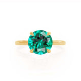 PARIS - Chatham® Round Emerald & Diamond 18k Yellow Gold Petite Hidden Halo