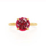 PARIS - Chatham® Round Ruby & Diamond 18k Yellow Gold Petite Hidden Halo