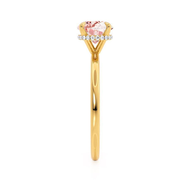 PARIS - Chatham® Round Champagne Sapphire & Diamond 18k Yellow Gold Petite Hidden Halo