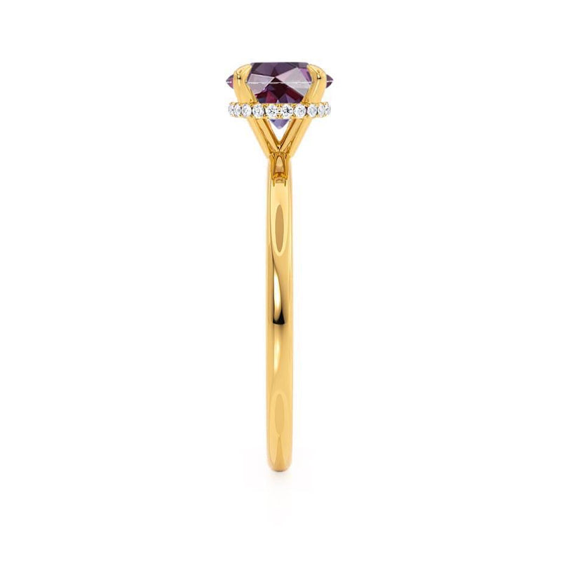 PARIS - Chatham® Round Alexandrite & Diamond 18k Yellow Gold Petite Hidden Halo