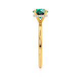 PARIS - Chatham® Round Emerald & Diamond 18k Yellow Gold Petite Hidden Halo