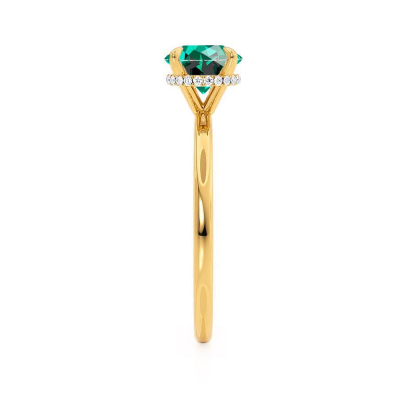 PARIS - Chatham® Round Emerald & Diamond 18k Yellow Gold Petite Hidden Halo