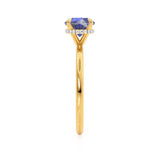 PARIS - Chatham® Round Blue Sapphire & Diamond 18k Yellow Gold Petite Hidden Halo