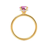 PARIS - Chatham® Round Pink Sapphire & Diamond 18k Yellow Gold Petite Hidden Halo
