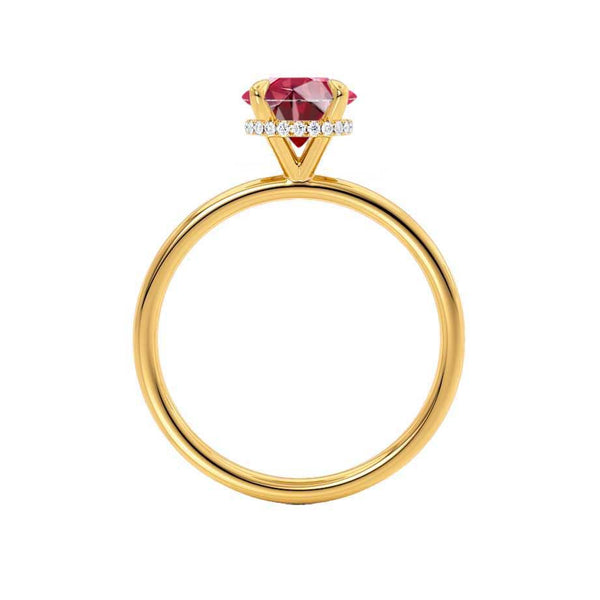 PARIS - Chatham® Round Ruby & Diamond 18k Yellow Gold Petite Hidden Halo