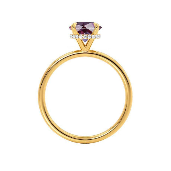 PARIS - Chatham® Round Alexandrite & Diamond 18k Yellow Gold Petite Hidden Halo