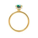 PARIS - Chatham® Round Emerald & Diamond 18k Yellow Gold Petite Hidden Halo