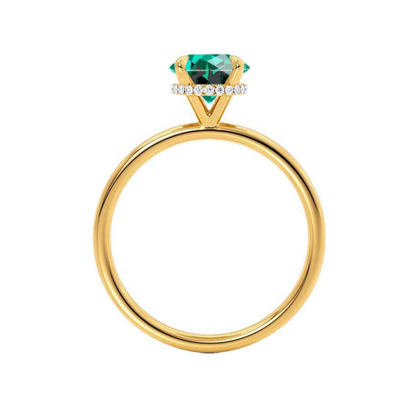 PARIS - Chatham® Round Emerald & Diamond 18k Yellow Gold Petite Hidden Halo