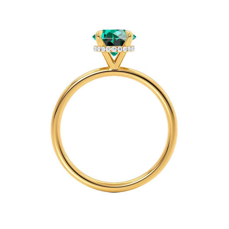 PARIS - Chatham® Round Emerald & Diamond 18k Yellow Gold Petite Hidden Halo