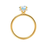 PARIS - Chatham® Round Aqua Spinel & Diamond 18k Yellow Gold Petite Hidden Halo