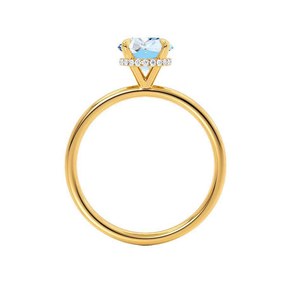 PARIS - Chatham® Round Aqua Spinel & Diamond 18k Yellow Gold Petite Hidden Halo