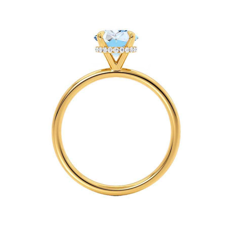 PARIS - Chatham® Round Aqua Spinel & Diamond 18k Yellow Gold Petite Hidden Halo