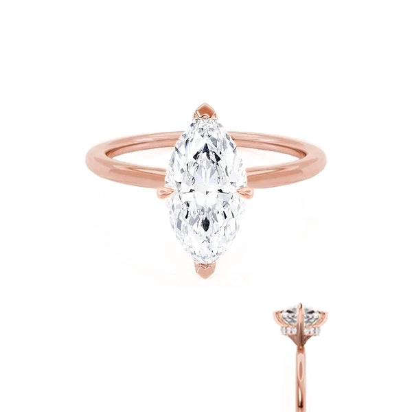 PARIS - Marquise Lab Diamond 18K Rose Gold Micro Pavé Hidden Halo