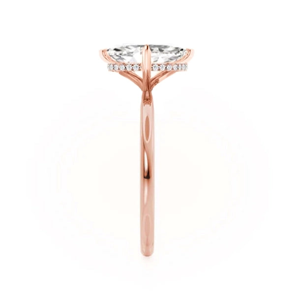 PARIS - Marquise Lab Diamond 18K Rose Gold Micro Pavé Hidden Halo