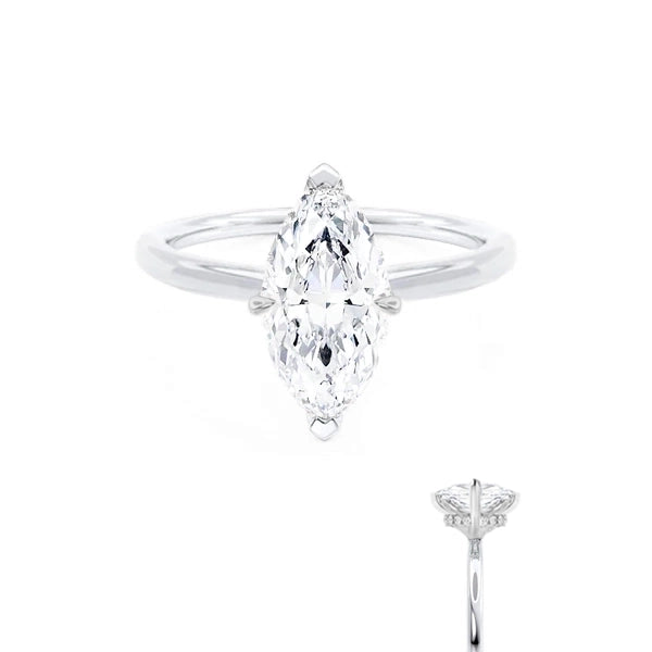 PARIS - Marquise Lab Diamond 18K White Gold Micro Pavé Hidden Halo