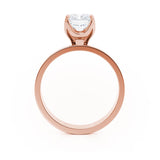 Regent Elongated Cushion Cut Lab Diamond 18k Rose Gold Cigar Band Wide Engagement Ring Lily Arkwright Side Profile View 