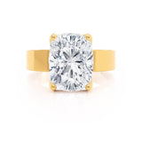 Regent Elongated Cushion Cut Lab Diamond 18k Yellow Gold Cigar Band Wide Engagement Ring Lily Arkwright Front View 2