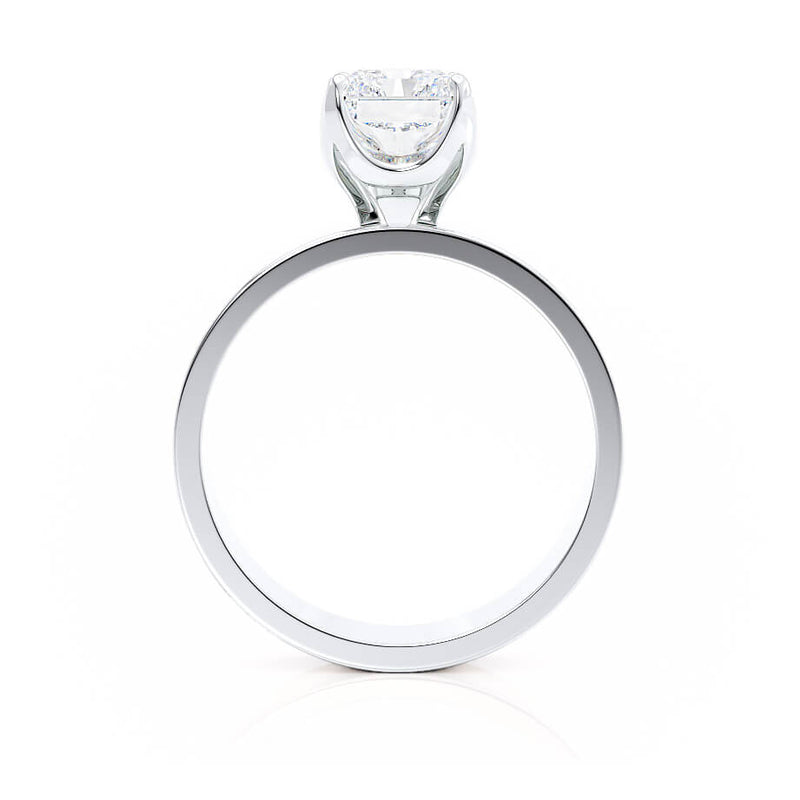 Regent Square Cushion Cut Lab Diamond Platinum Cigar Band Wide Engagement Ring Lily Arkwright Side Profile View 