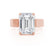 Regent Emerald Cut Lab Diamond 18k Rose Gold Cigar Band Wide Engagement Ring Lily Arkwright Front View 2
