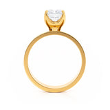 Regent Emerald Cut Lab Diamond 18k Yellow Gold Cigar Band Wide Engagement Ring Lily Arkwright Side Profile View 