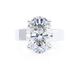 Regent Oval Cut Lab Diamond Platinum Cigar Band Wide Engagement Ring Lily Arkwright Front View 2