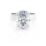 Regent Oval Cut Lab Diamond Platinum Cigar Band Wide Engagement Ring Lily Arkwright Front View