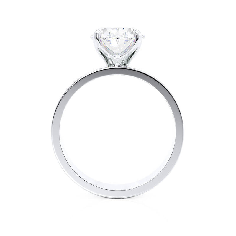Regent Oval Cut Lab Diamond Platinum Cigar Band Wide Engagement Ring Lily Arkwright Side Profile View