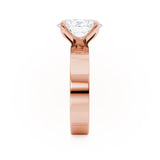 Regent Oval Cut Lab Diamond 18k Rose Gold Cigar Band Wide Engagement Ring Lily Arkwright Side View