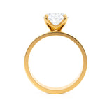 Regent Oval Cut Lab Diamond 18k Yellow Gold Cigar Band Wide Engagement Ring Lily Arkwright Side Profile View