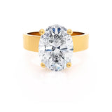 Regent Oval Cut Lab Diamond 18k Yellow Gold Cigar Band Wide Engagement Ring Lily Arkwright Front View