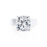 Regent Square Cushion Cut Lab Diamond Platinum Cigar Band Wide Engagement Ring Lily Arkwright Front View 2