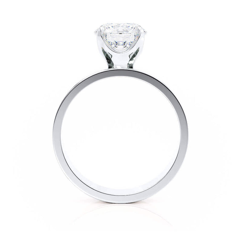 Regent Square Cushion Cut Lab Diamond Platinum Cigar Band Wide Engagement Ring Lily Arkwright Side Profile View 