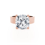 Regent Square Cushion Cut Lab Diamond 18k Rose Gold Cigar Band Wide Engagement Ring Lily Arkwright Front View