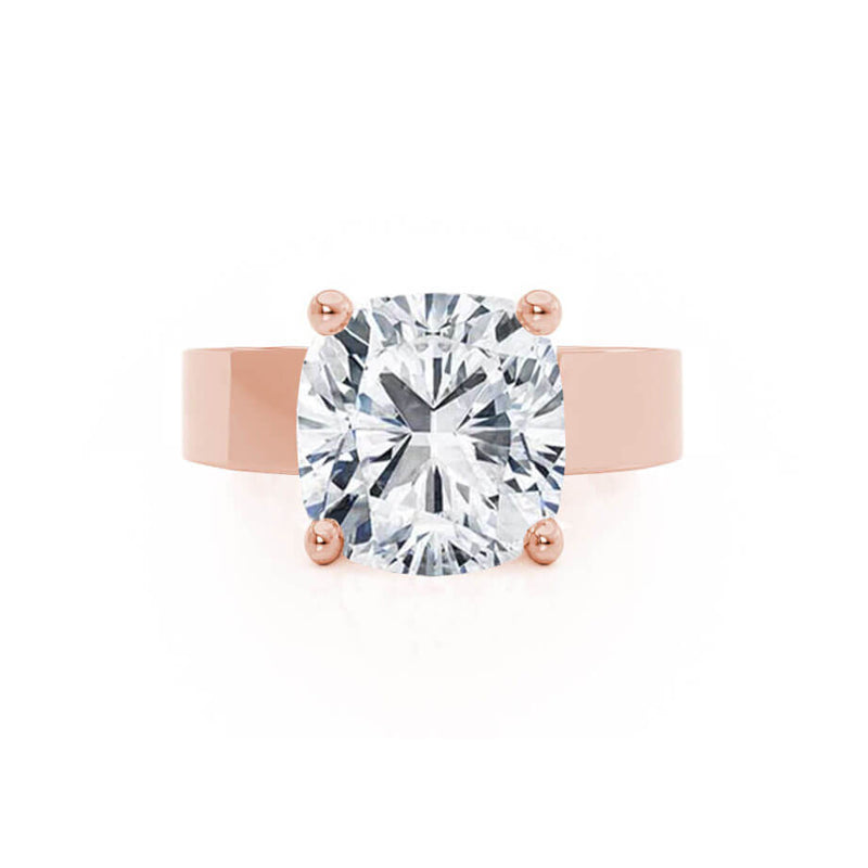 Regent Square Cushion Cut Lab Diamond 18k Rose Gold Cigar Band Wide Engagement Ring Lily Arkwright Front View 2