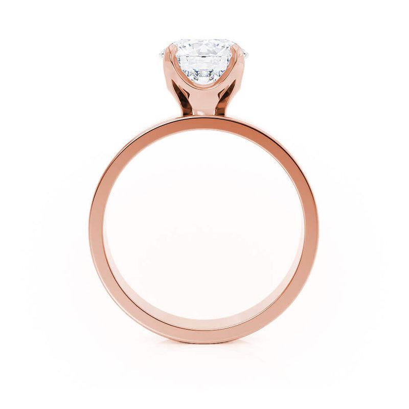 Regent Square Cushion Cut Lab Diamond 18k Rose Gold Cigar Band Wide Engagement Ring Lily Arkwright Side Profile View 