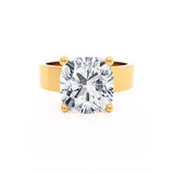 Regent Square Cushion Cut Lab Diamond Yellow Gold Cigar Band Wide Engagement Ring Lily Arkwright Front View 