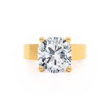 Regent Square Cushion Cut Lab Diamond 18k Yellow Gold Cigar Band Wide Engagement Ring Lily Arkwright Front View