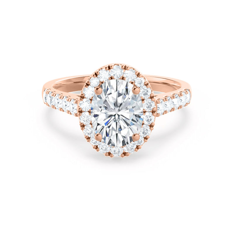 ROSA - Oval Lab Diamond 18k Rose Gold Halo Engagement Ring Lily Arkwright