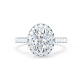 ROSA - Outlet 2.10ct Oval Moissanite & Diamond 18k White Gold Halo Ring Engagement Ring Lily Arkwright