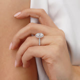 Rosa 1.50ct Oval Cut I Colour Lab Diamond 950 Platinum Halo Ring Lily Arkwright