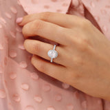 ROSA - Chatham® Emerald & Diamond 18K White Gold Halo