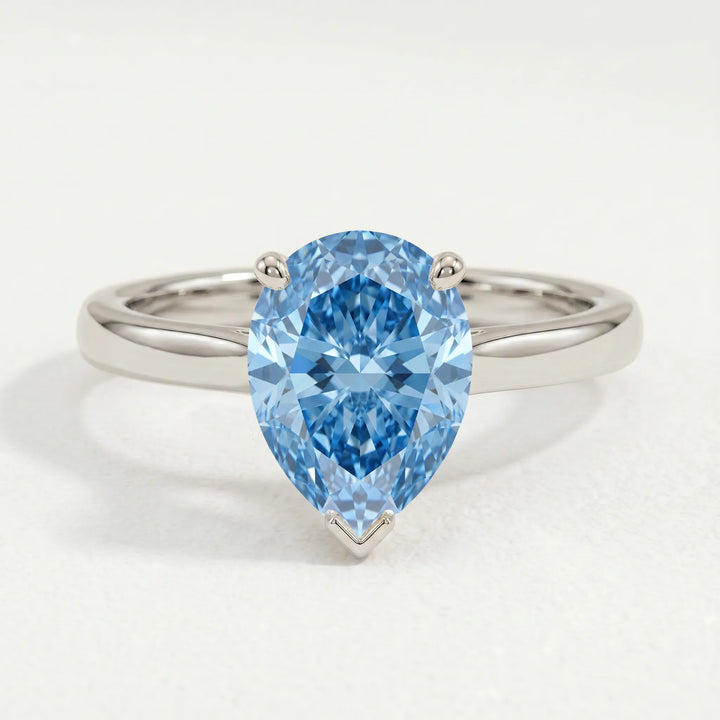 SLOANE - Pear Blue Lab Diamond 18k White Gold Petite Solitaire