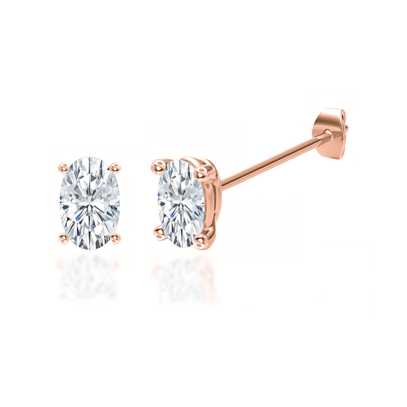 SAVANNAH - Oval Lab Diamond 18k Rose Gold Stud Earrings Earrings Lily Arkwright