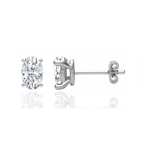 SAVANNAH - Oval Lab Diamond 18k White Gold Stud Earrings Earrings Lily Arkwright