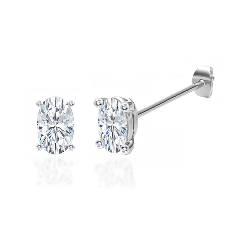 SAVANNAH - Oval Lab Diamond 950 Platinum Stud Earrings Earrings Lily Arkwright