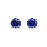 SENA - Round Blue Sapphire 950 Platinum Stud Earrings Earrings Lily Arkwright