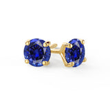 SENA - Round Blue Sapphire 18k Yellow Gold Stud Earrings Earrings Lily Arkwright