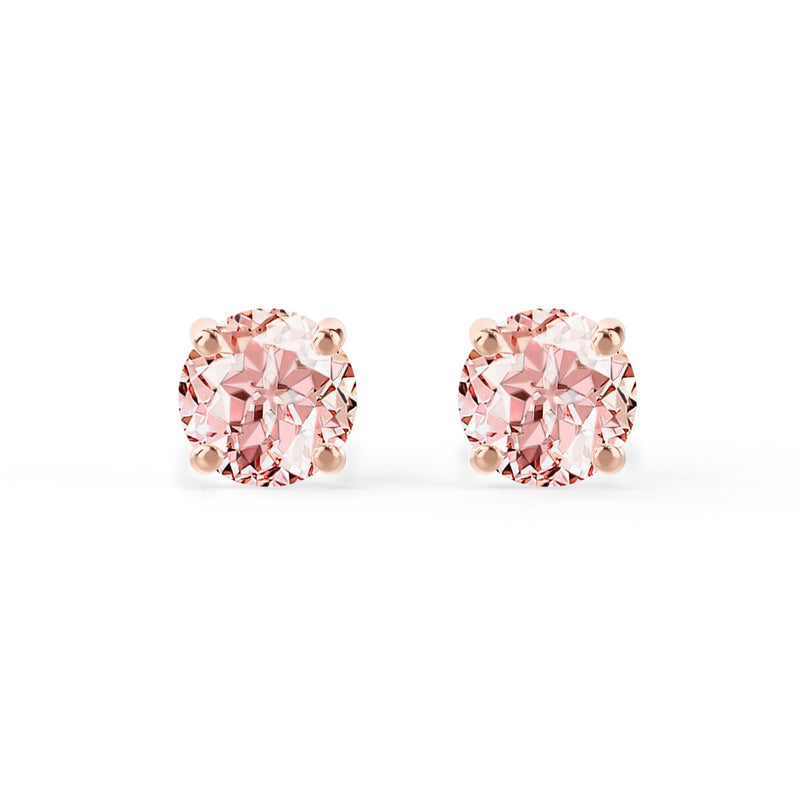 SENA - Round Champagne Sapphire 18k Rose Gold Stud Earrings Earrings Lily Arkwright